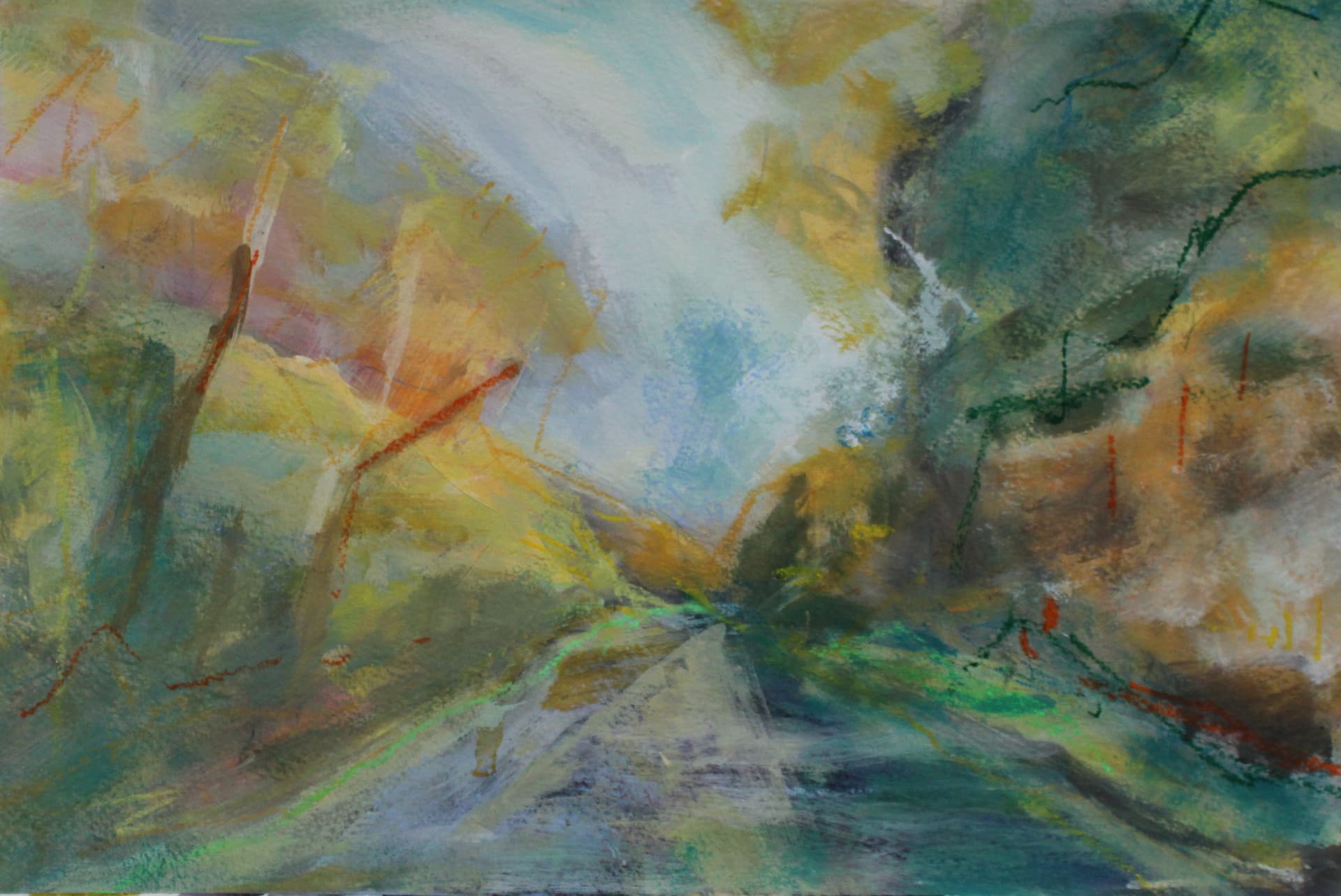 The Known Road I — Mixed media on paper