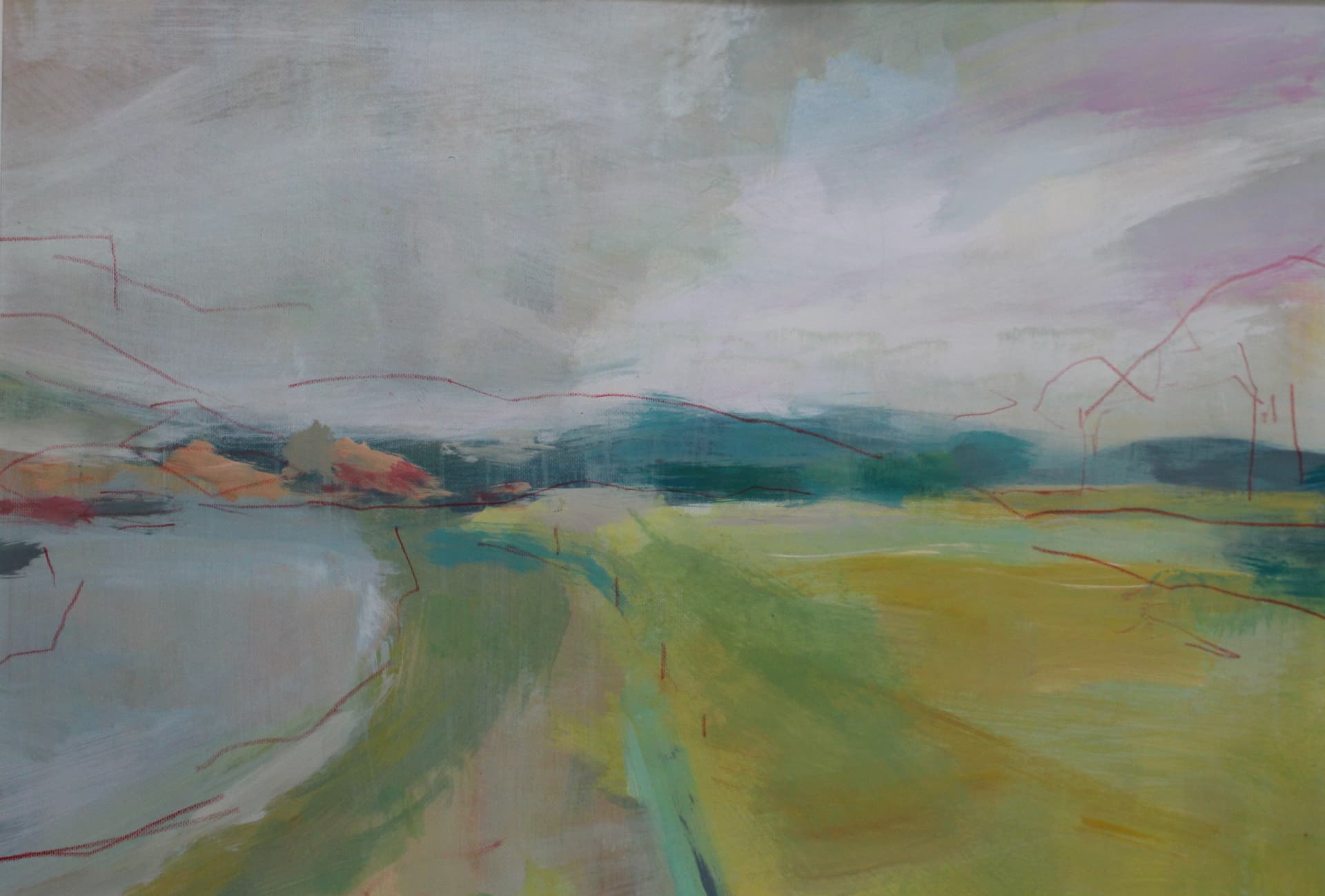 River Memory — Mixed media on paper