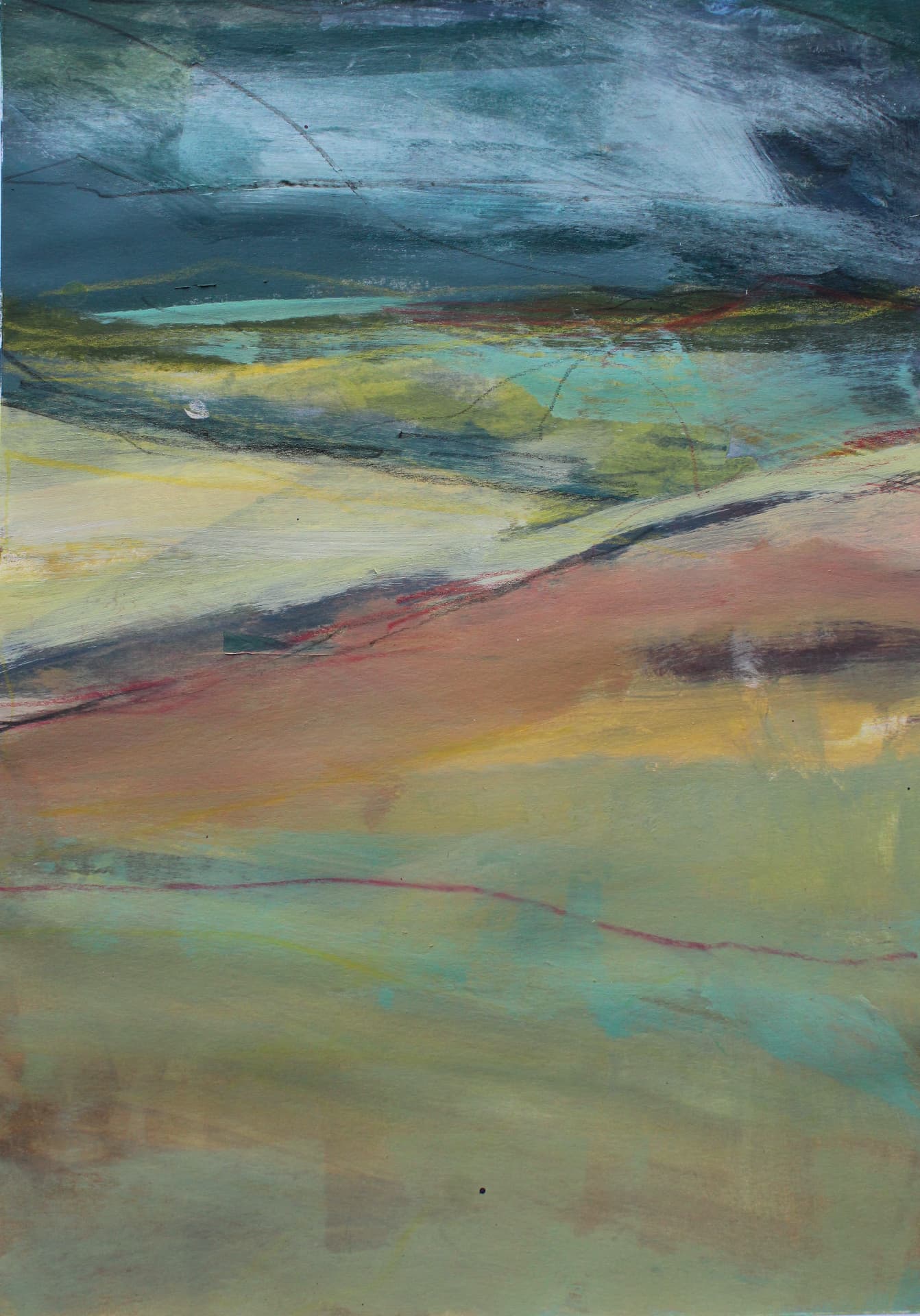 Borrowed Ground I — Mixed media on paper